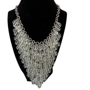 Statement Cascading Tear Drop Bib Necklace Earrings Holidays Prom Bridal Costume